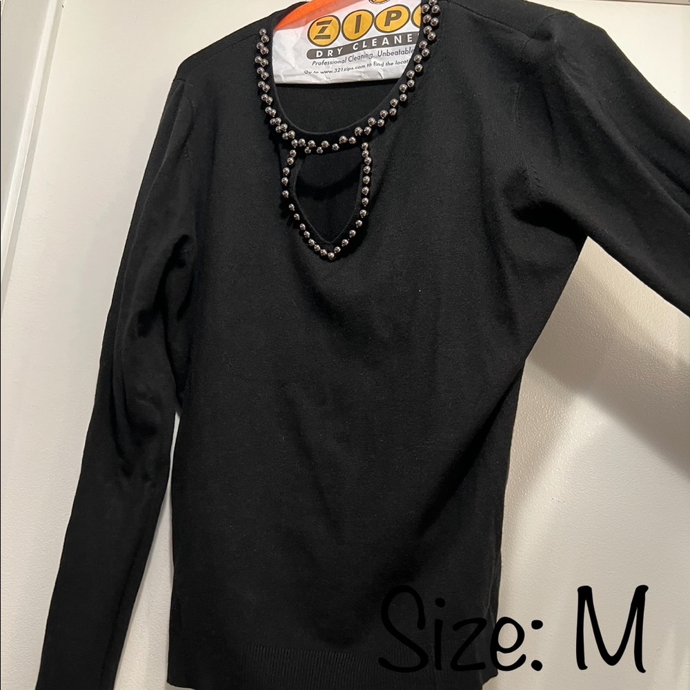 Black blouse with bead detail